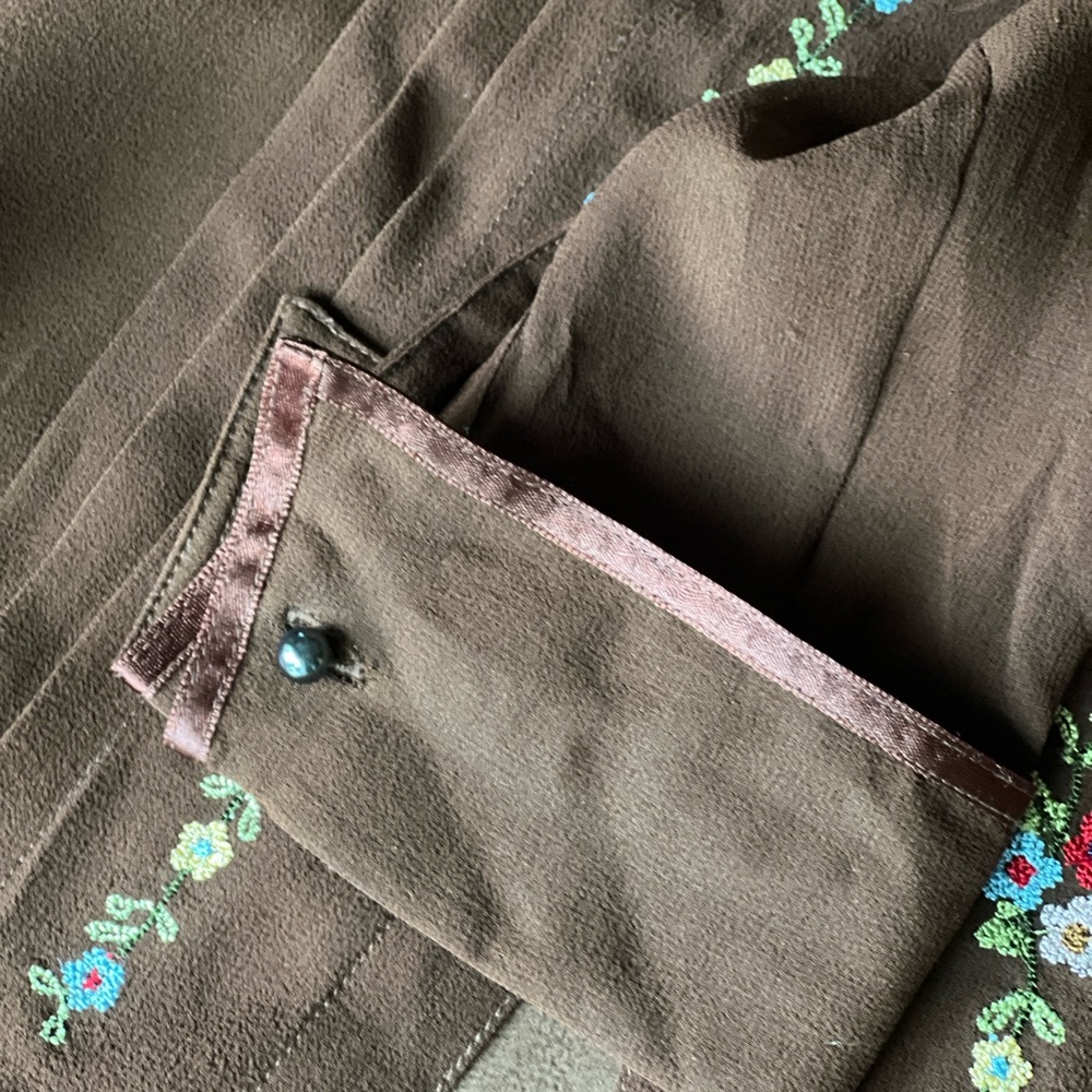 Designers Originals Sheer Brown Blouse with Floral Embroidery - Picture 4 of 7